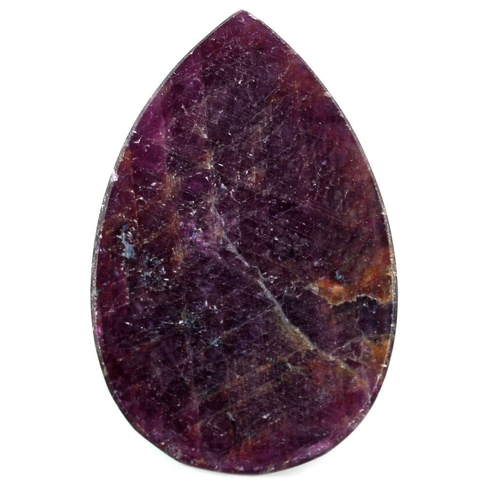 RUBY FOOTBALL CUT PEAR CAB 25X16MM 21.98 Cts.