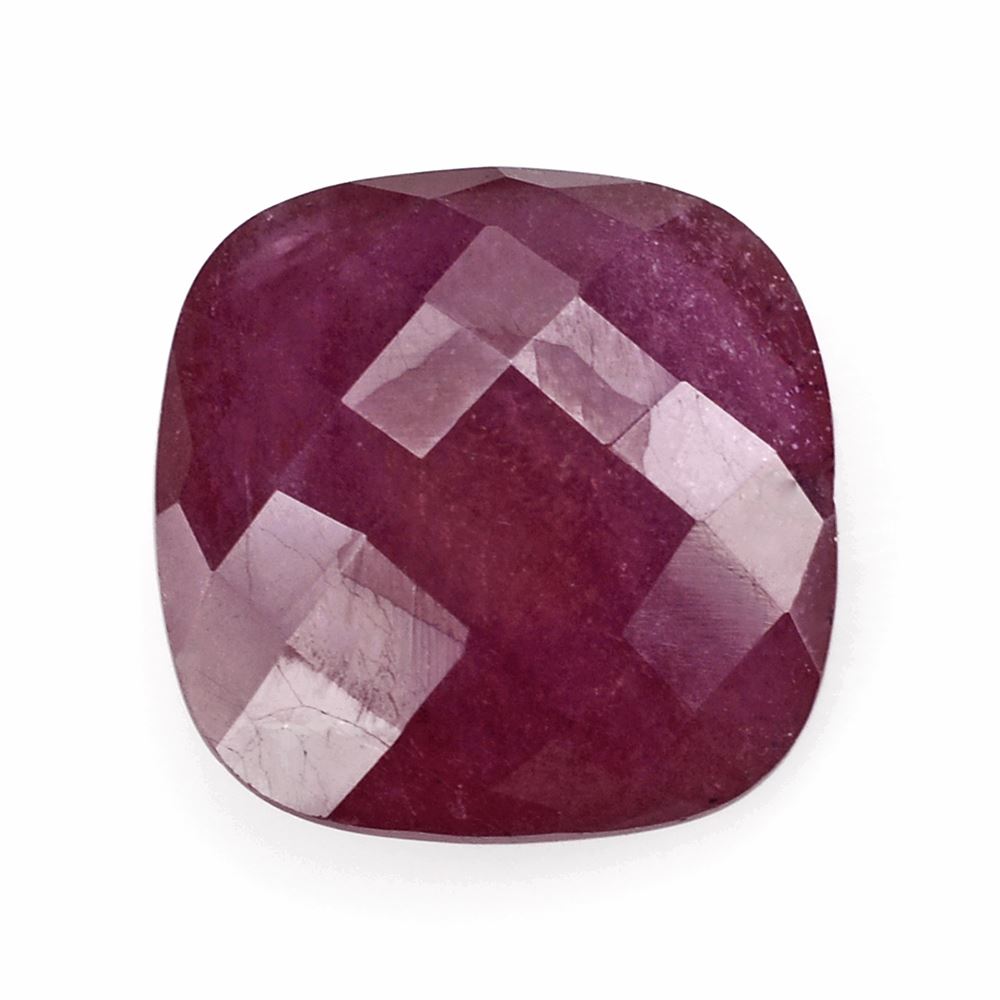 RUBY BRIOLETTE CUSHION (GLASS FILLED) (HALF DRILL) 13MM 9.80 Cts.