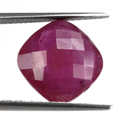 RUBY BRIOLETTE CUSHION (GLASS FILLED) (HALF DRILL) 13MM 9.80 Cts.