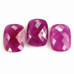 GLASSFILLED RUBY BRIOLETTE CUSHION (HALF DRILL) 20X15MM 19.00 Cts.