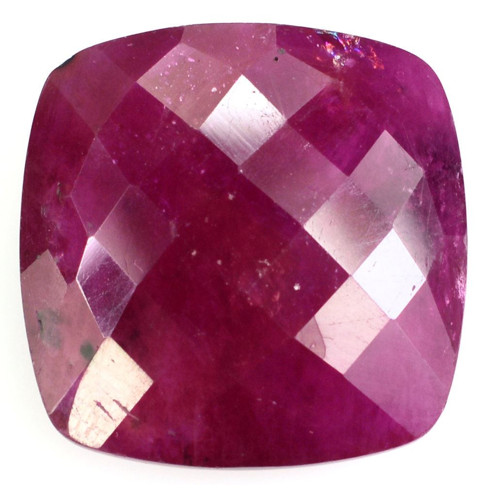 GLASSFILLED RUBY BRIOLETTE CUSHION (HALF DRILL) 18MM 25.30 Cts.