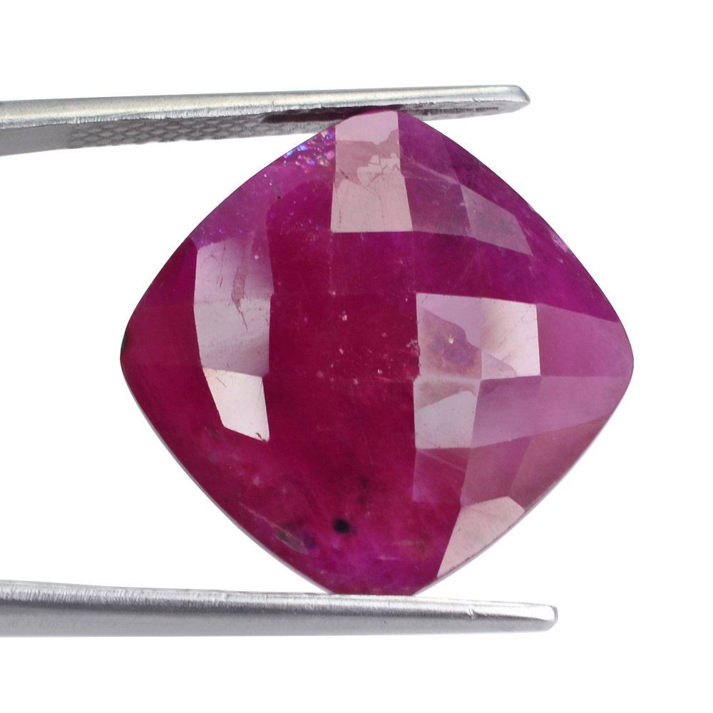 GLASSFILLED RUBY BRIOLETTE CUSHION (HALF DRILL) 18MM 25.30 Cts.