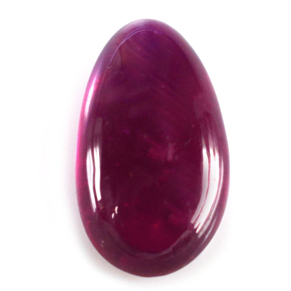 GLASSFILLED RUBY IRREGULAR PEAR CAB 14X8MM 5.50 Cts.