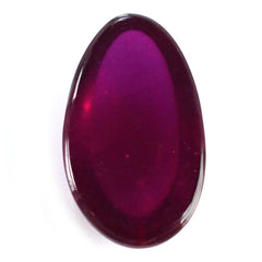 GLASSFILLED RUBY IRREGULAR PEAR CAB 14X8MM 5.50 Cts.