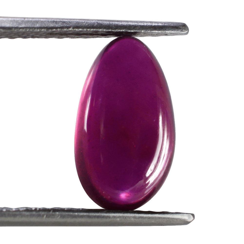 GLASSFILLED RUBY IRREGULAR PEAR CAB 14X8MM 5.50 Cts.