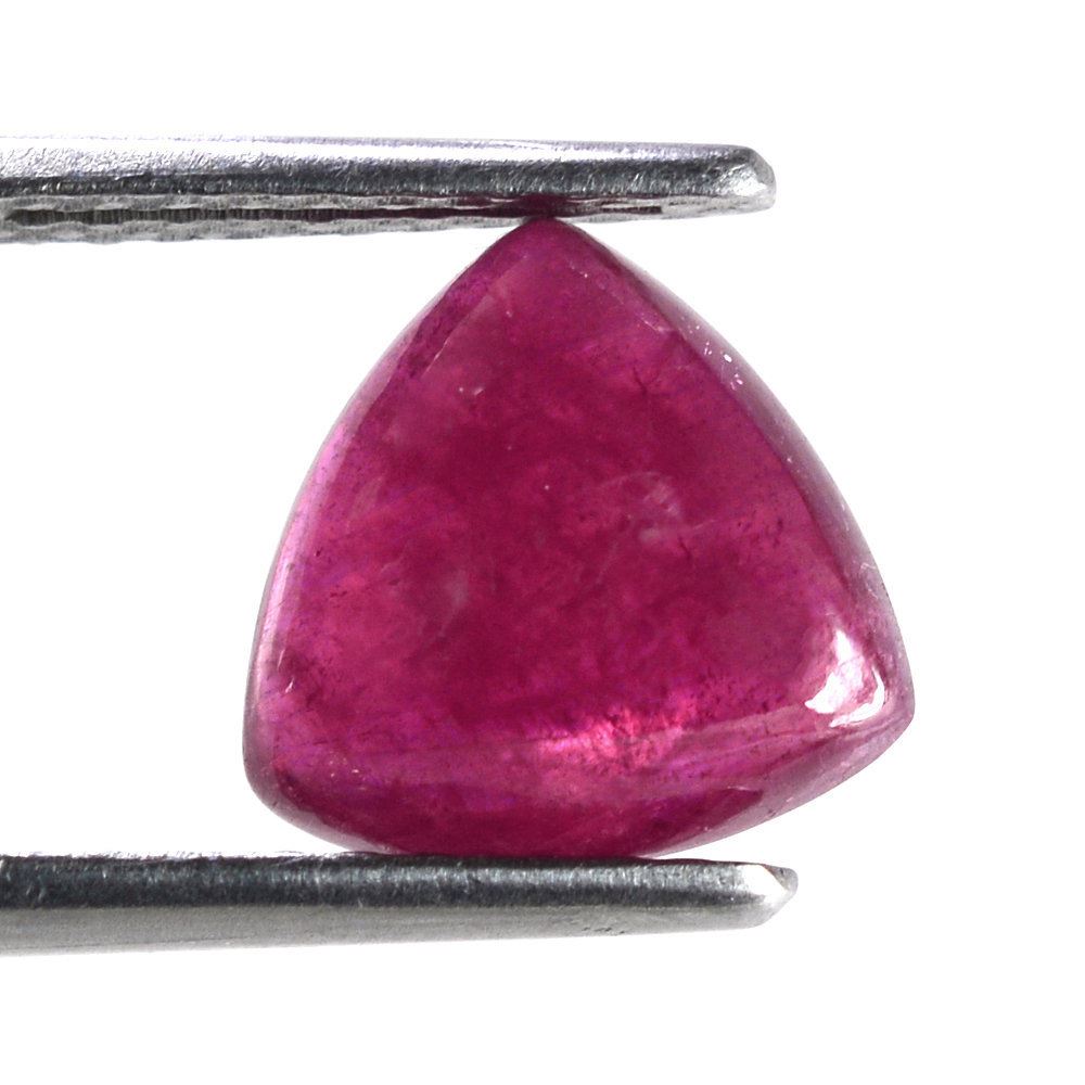 GLASSFILLED RUBY TRILLION CAB 10MM 3.90 Cts.