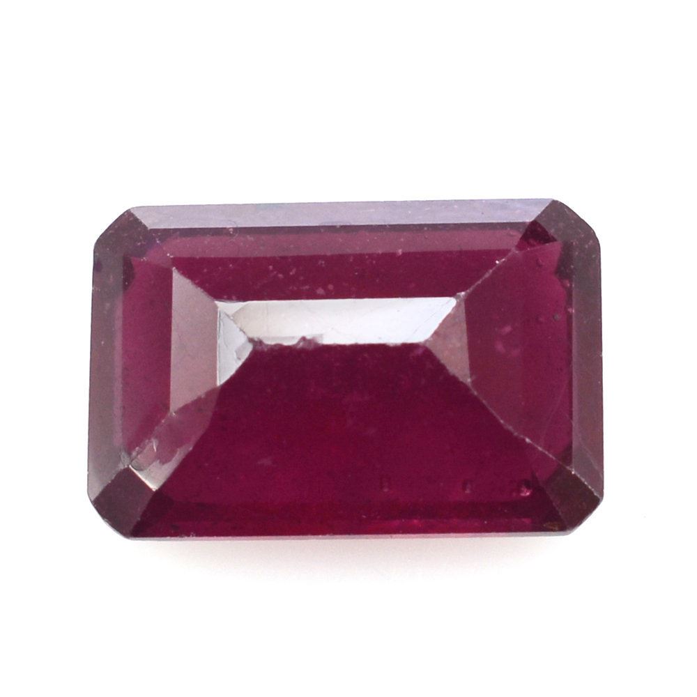 GLASSFILLED RUBY STEP CUT OCTAGON 12X8MM 5.50 Cts.