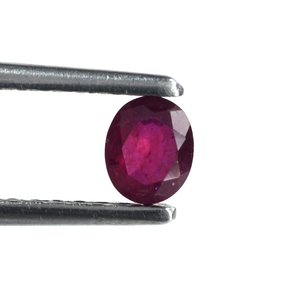 GLASSFILLED RUBY CUT OVAL (STEP CUT BACK) 5X4MM 0.47 Cts.