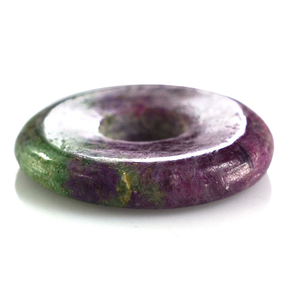 RUBY ZOISITE PLAIN ROUND WITH CARVED WITH BIG HOLE (FULL DRILL) 19X4MM 12.60 Cts.
