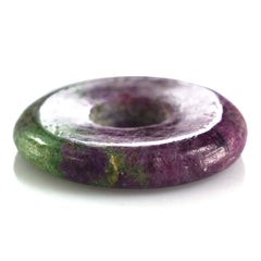 RUBY ZOISITE PLAIN ROUND WITH CARVED WITH BIG HOLE (FULL DRILL) 19X4MM 12.60 Cts.