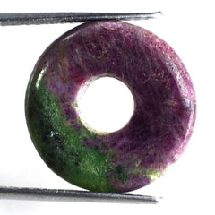 RUBY ZOISITE PLAIN ROUND WITH CARVED WITH BIG HOLE (FULL DRILL) 19X4MM 12.60 Cts.