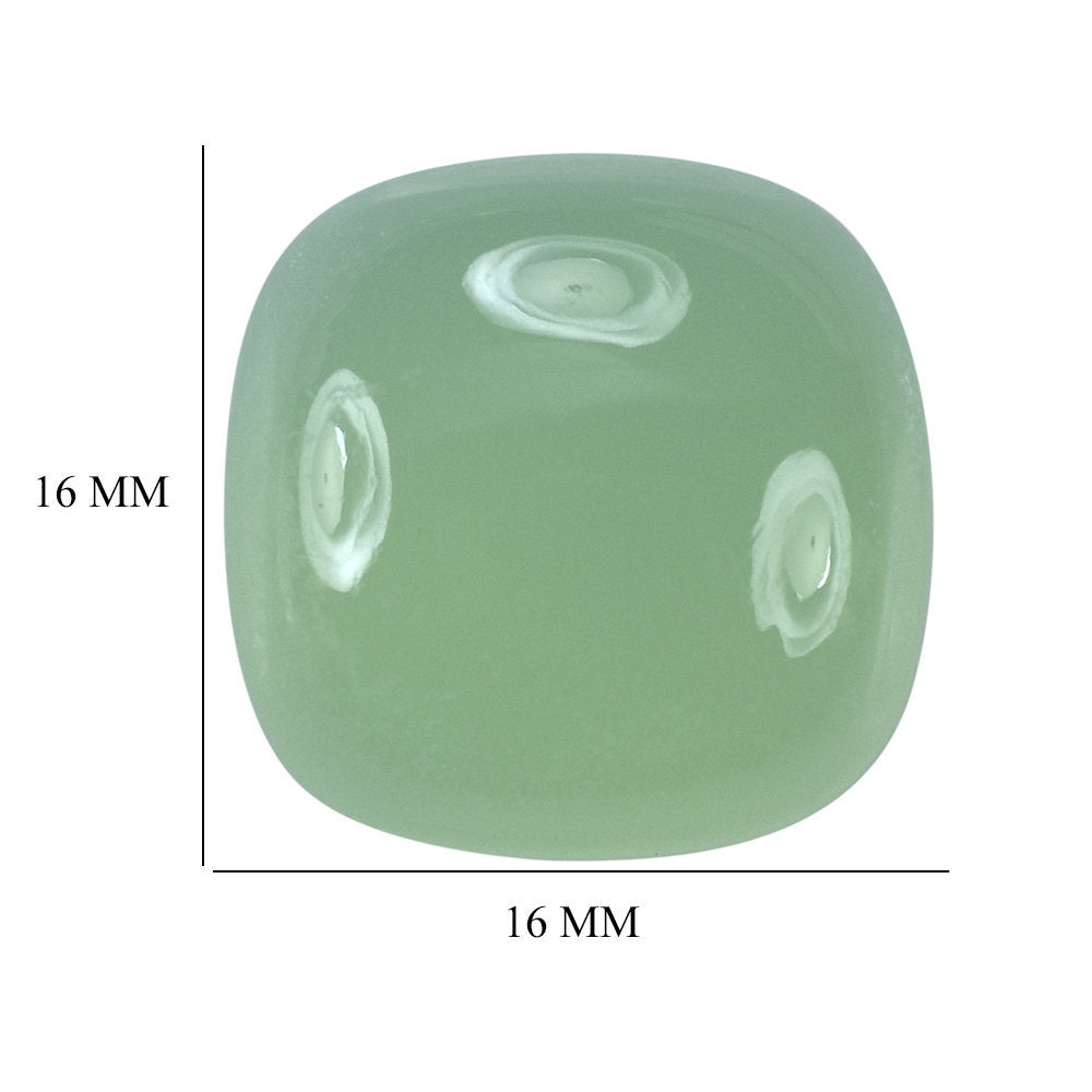 DYED SEA GREEN CHALCEDONY CUSHION CAB 16MM 15.06 Cts.