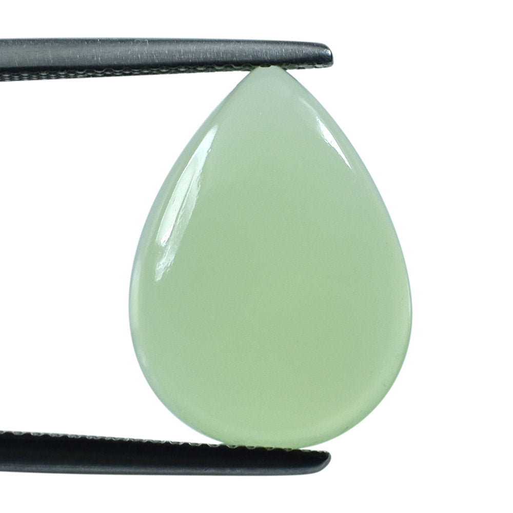 DYED SEA GREEN CHALCEDONY PEAR CAB 18X13MM 6.56 Cts.