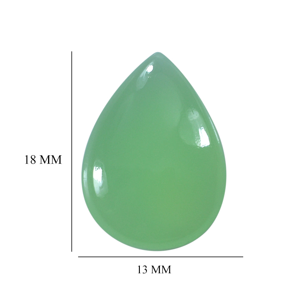 DYED SEA GREEN CHALCEDONY PEAR CAB 18X13MM 6.56 Cts.