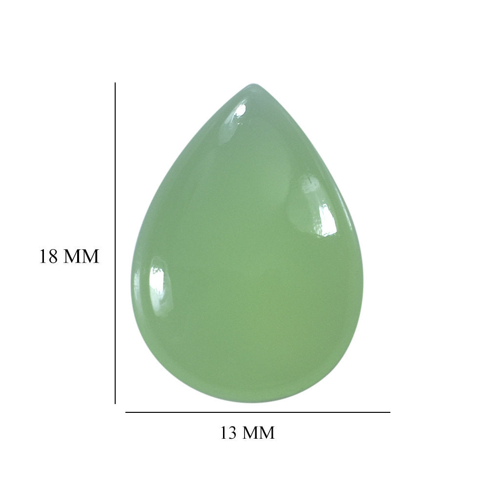 DYED SEA GREEN CHALCEDONY PEAR CAB 18X13MM 6.56 Cts.