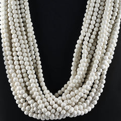 SYNTHETIC WHITE AGATE 6-6.50MM PLAIN ROUND BEADS 15" LINE