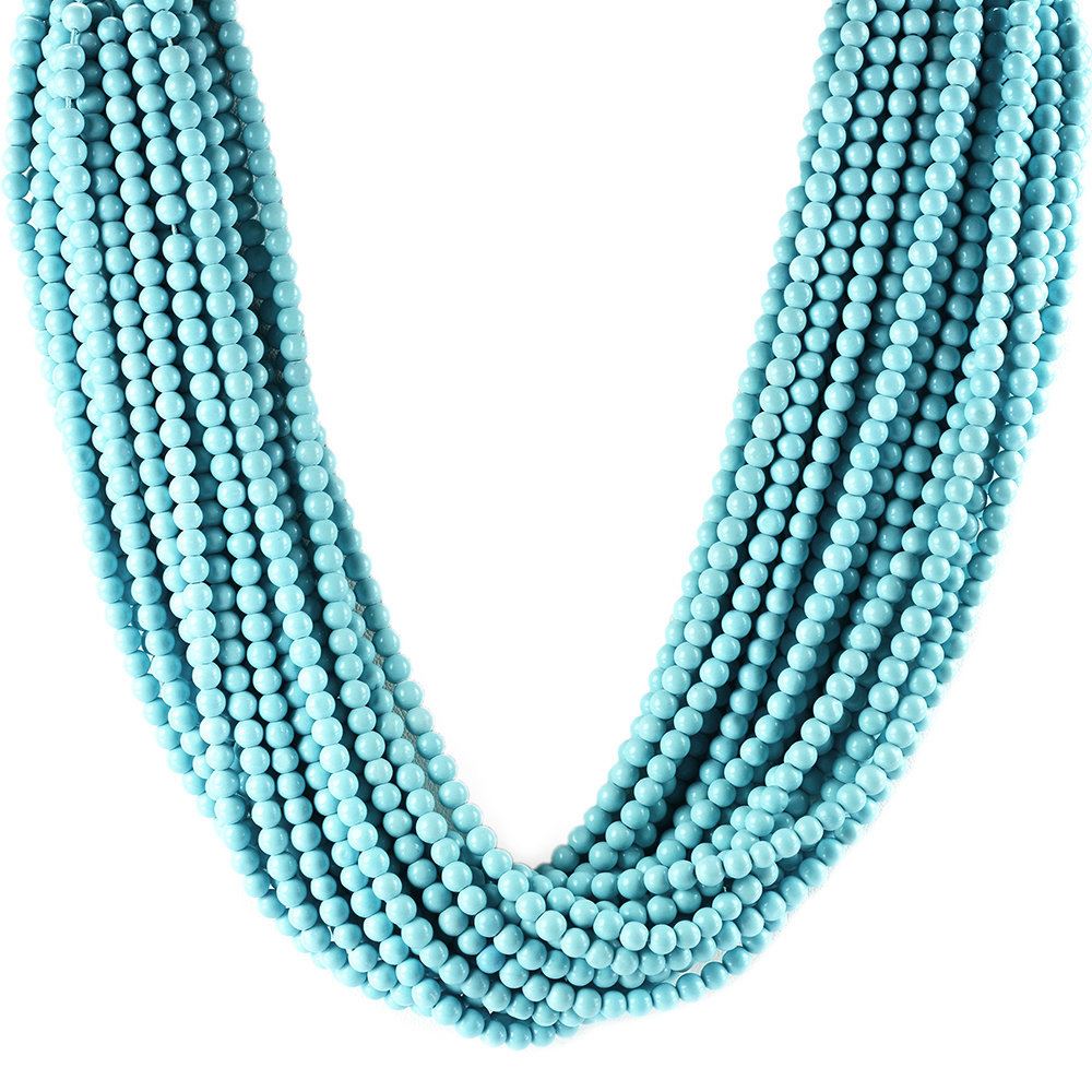 SYNTHETIC TURQUOISE 4-4.50MM PLAIN ROUND BEADS 14" LINE