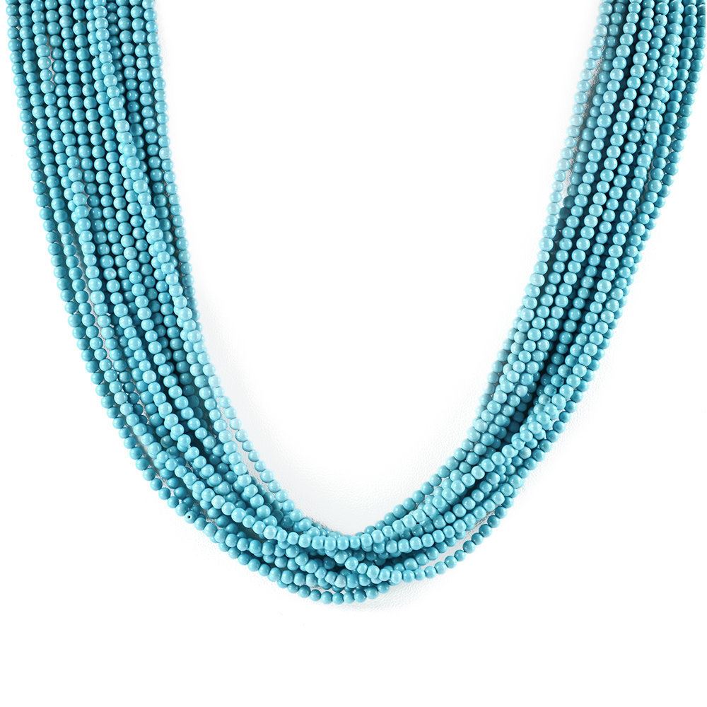SYNTHETIC TURQUOISE 3-3.50MM PLAIN ROUND BEADS 16" LINE