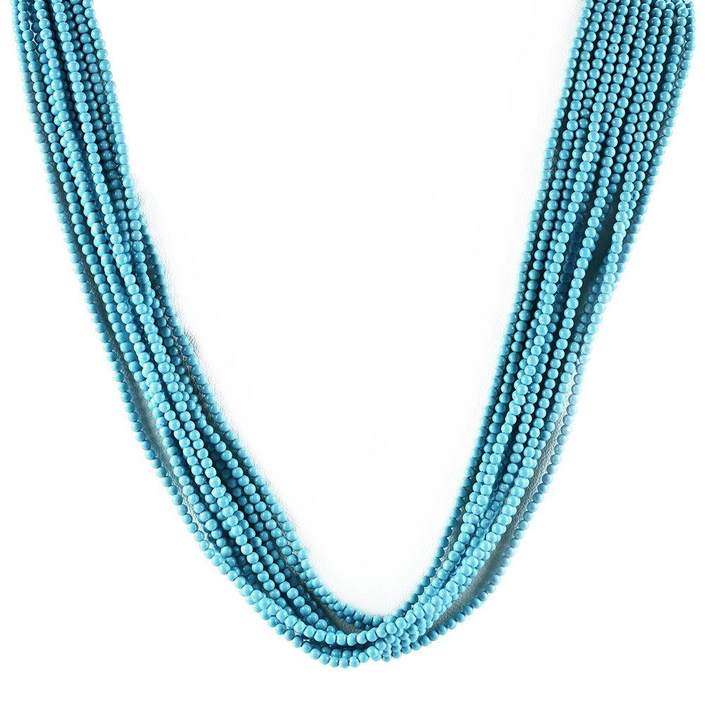 SYNTHETIC TURQUOISE 2-2.50MM PLAIN ROUND BEADS 14.50" LINE