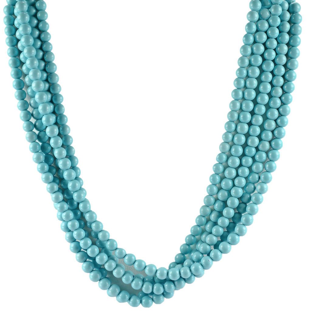 SYNTHETIC TURQUOISE 6MM PLAIN ROUND BEADS 14" LINE