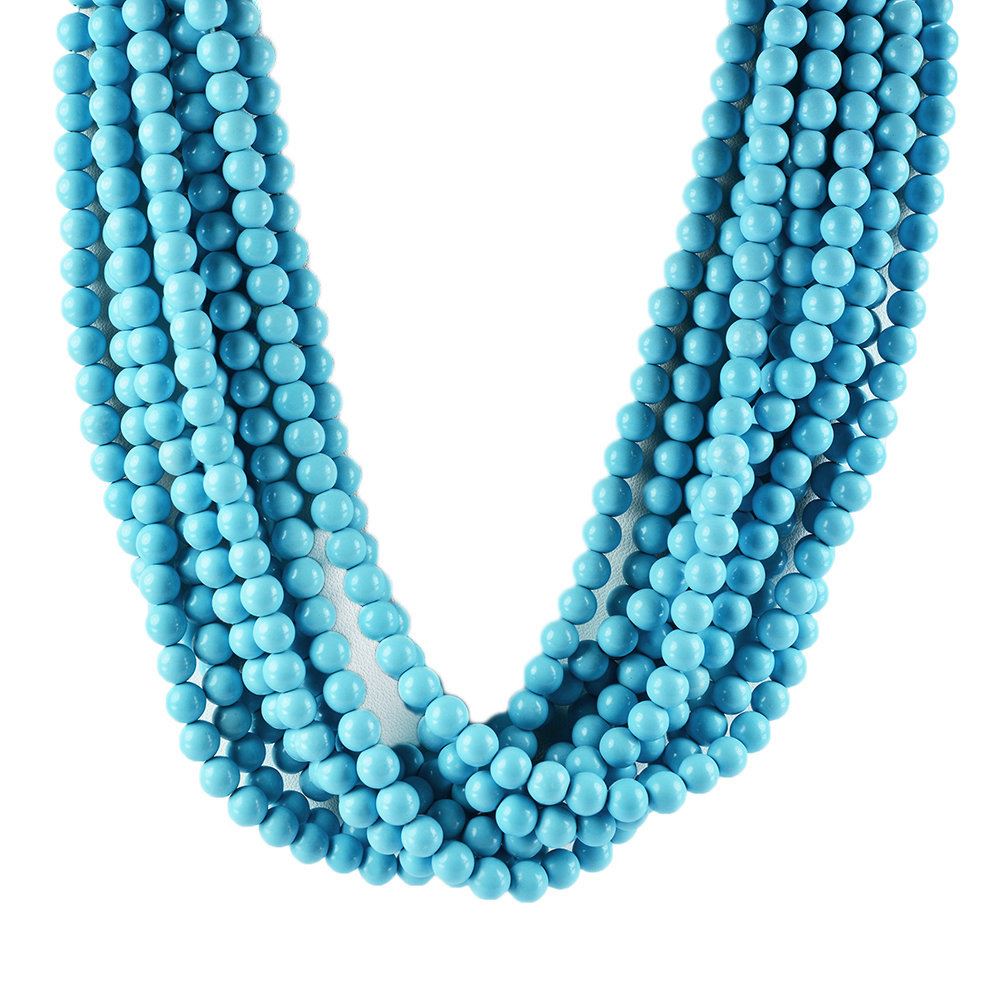 SYNTHETIC TURQUOISE 7.50MM PLAIN ROUND BEADS 14.50" LINE