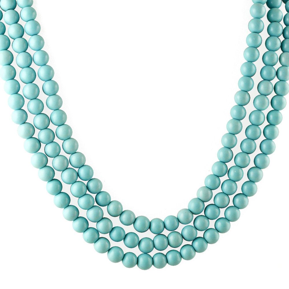 SYNTHETIC TURQUOISE 7.50-8MM PLAIN ROUND BEADS 14-15" LINE