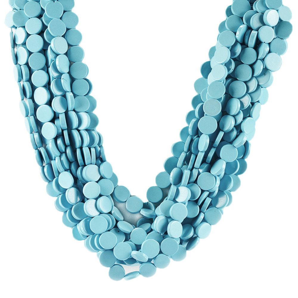 SYNTHETIC TURQUOISE 10MM PLAIN ROUND COIN BEADS 14" LINE
