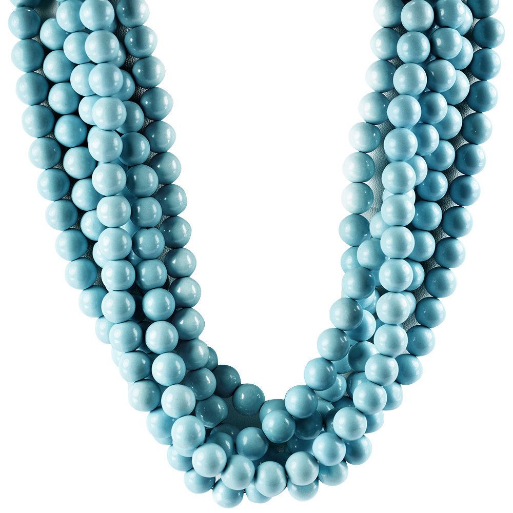 SYNTHETIC TURQUOISE 10-11MM PLAIN ROUND BEADS 14-15" LINE