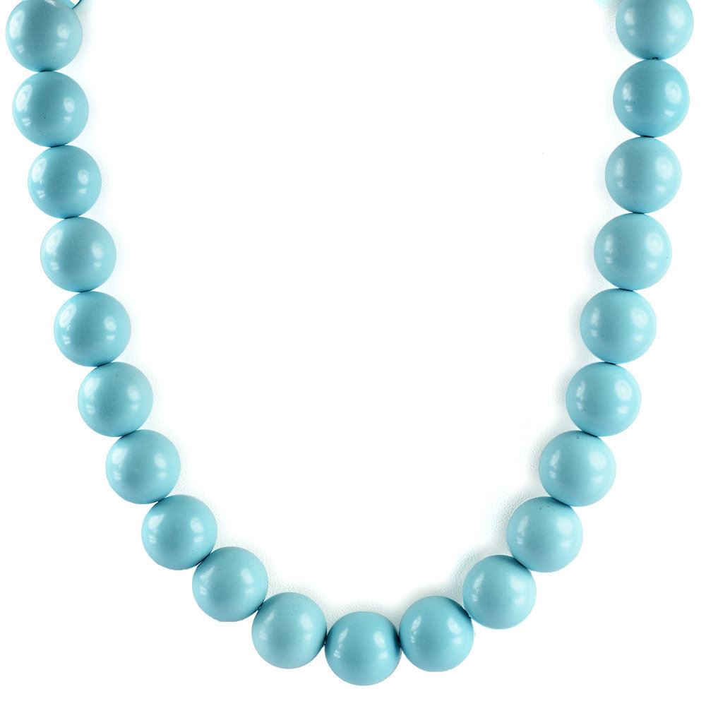 SYNTHETIC TURQUOISE 16MM PLAIN ROUND BEADS 14" LINE