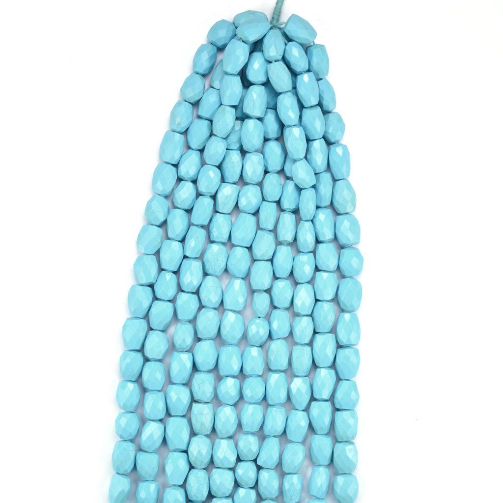 SYNTHETIC TURQUOISE 12X10-16X11MM FACETED DHOLKI 15" LINE
