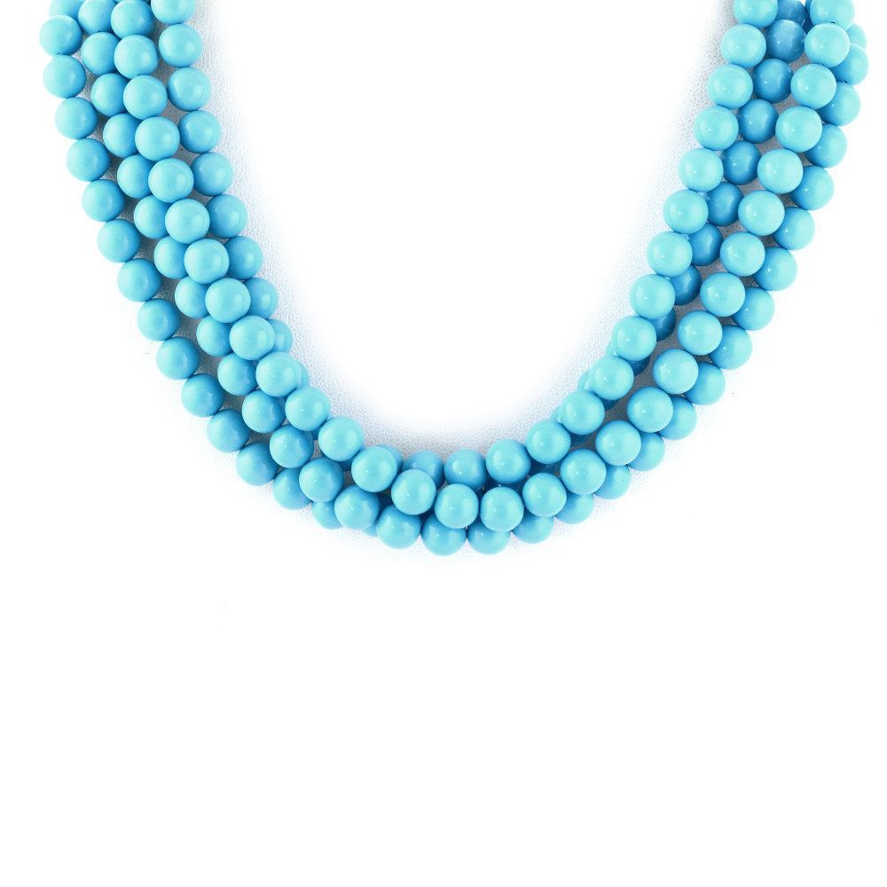 SYNTHETIC TURQUOISE 8.00MM PLAIN ROUND BALLS 16" LINE