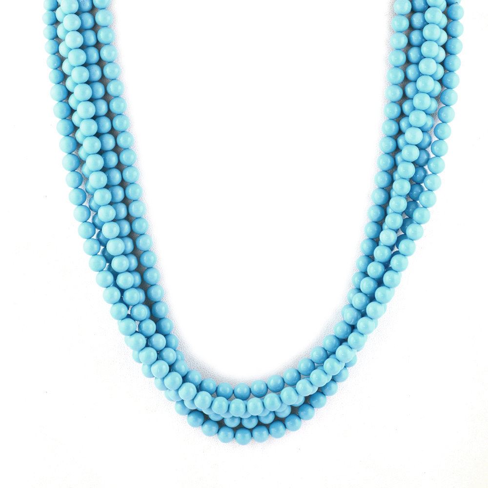 SYNTHETIC TURQUOISE 6MM PLAIN ROUND BALLS 16" LINE