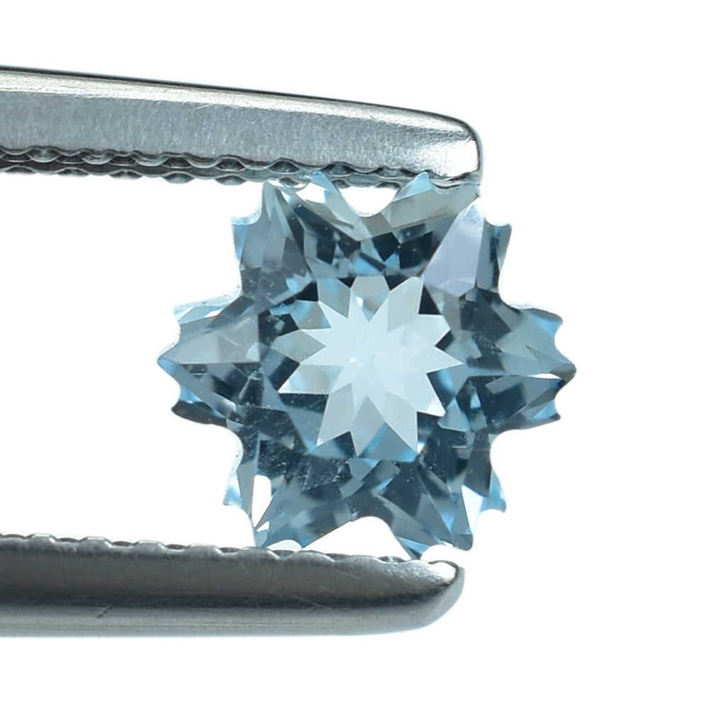 SKY BLUE TOPAZ CUT SNOWFLAKE SHAPE 6MM (THICKNESS :-4.50MM) 1.21 Cts.
