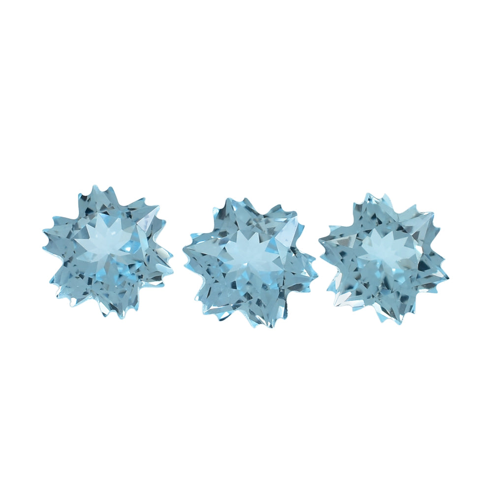 SKY BLUE TOPAZ CUT SNOWFLAKE SHAPE 6MM (THICKNESS :-4.50MM) 1.21 Cts.