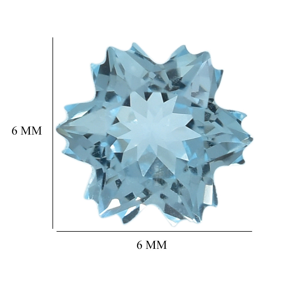 SKY BLUE TOPAZ CUT SNOWFLAKE SHAPE 6MM (THICKNESS :-4.50MM) 1.21 Cts.