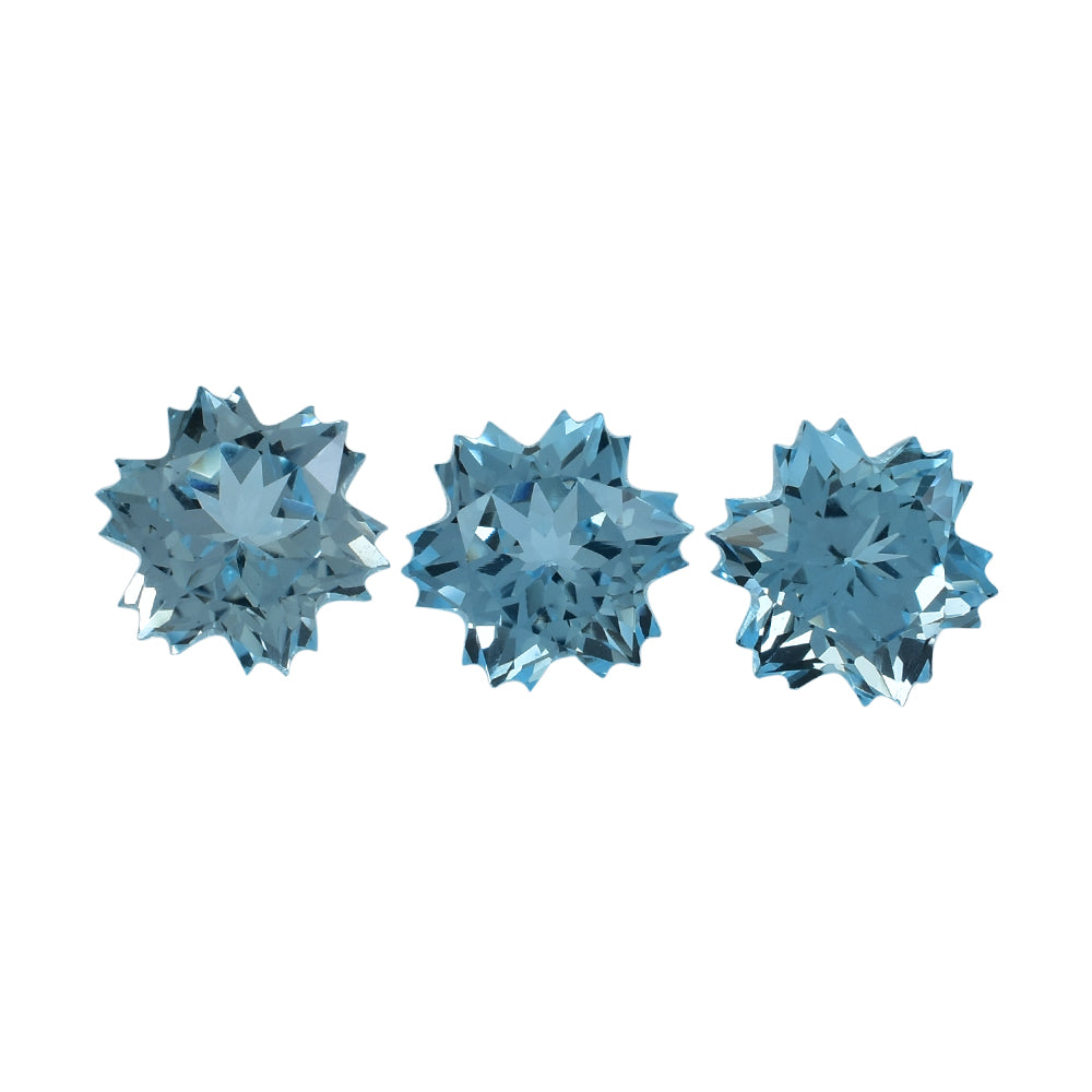 SKY BLUE TOPAZ CUT SNOWFLAKE SHAPE 8MM (THICKNESS :-6.00MM) 2.80 Cts.