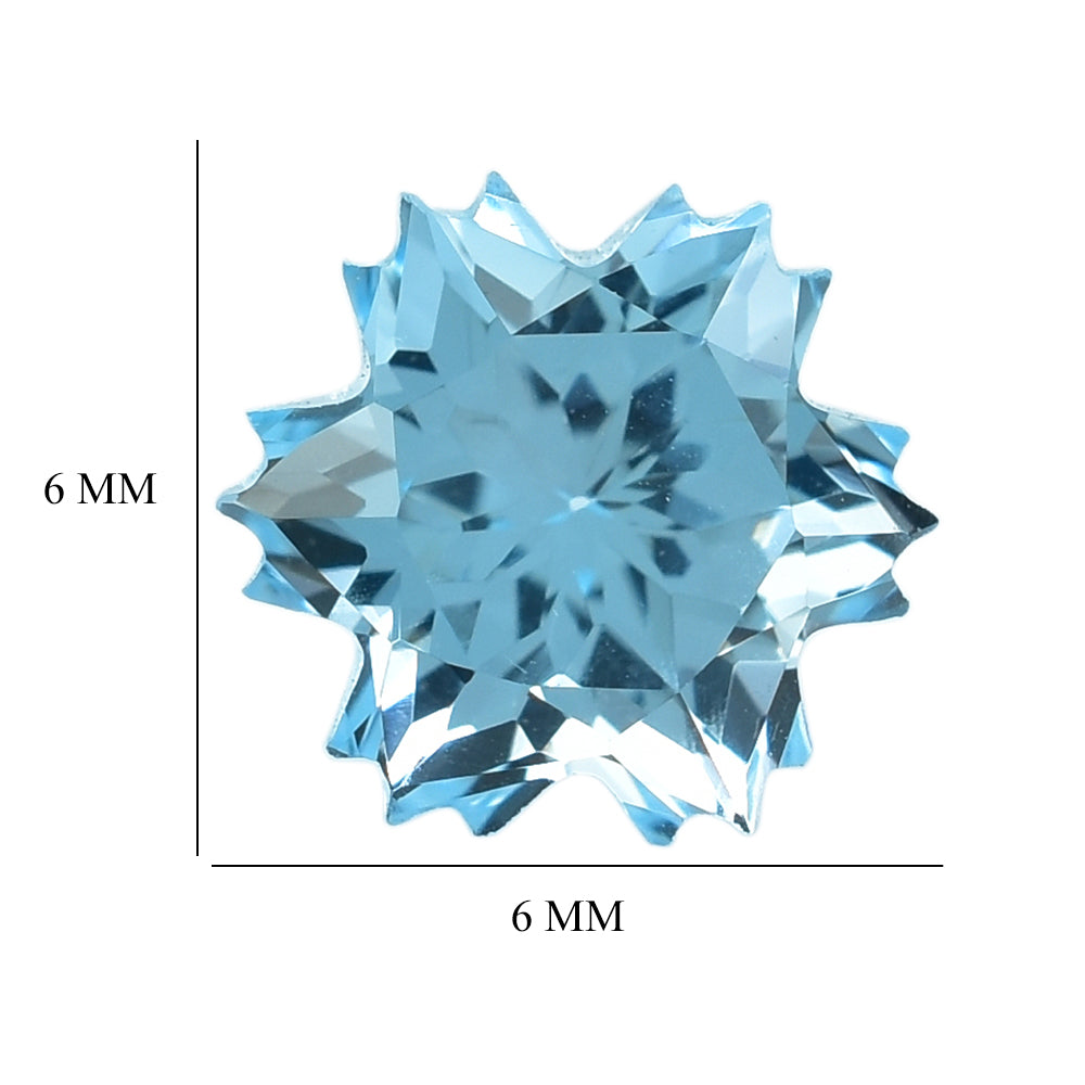 SKY BLUE TOPAZ CUT SNOWFLAKE SHAPE 8MM (THICKNESS :-6.00MM) 2.80 Cts.