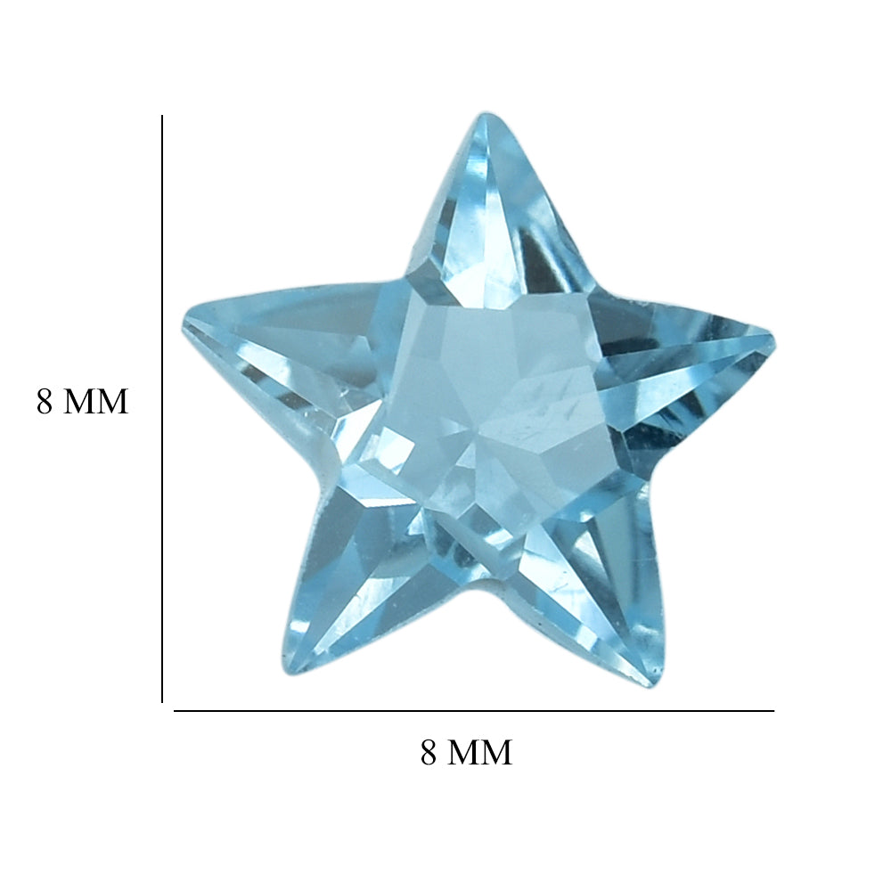 SKY BLUE TOPAZ CUT STAR 8MM (THICKNESS:-5.20-5.60MM) 1.90 Cts.