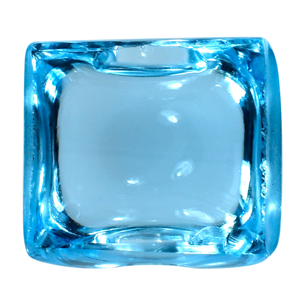 SKY BLUE TOPAZ CUSHION CAB FOR RING WITH SIDE CARVING 13X11.50MM 12.46 Cts.
