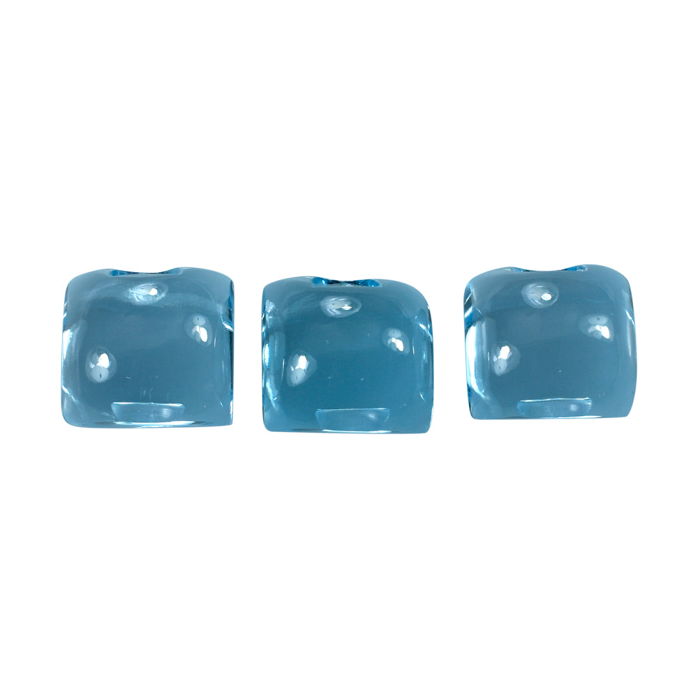 SKY BLUE TOPAZ CUSHION CAB FOR RING WITH SIDE CARVING 13X11.50MM 12.46 Cts.