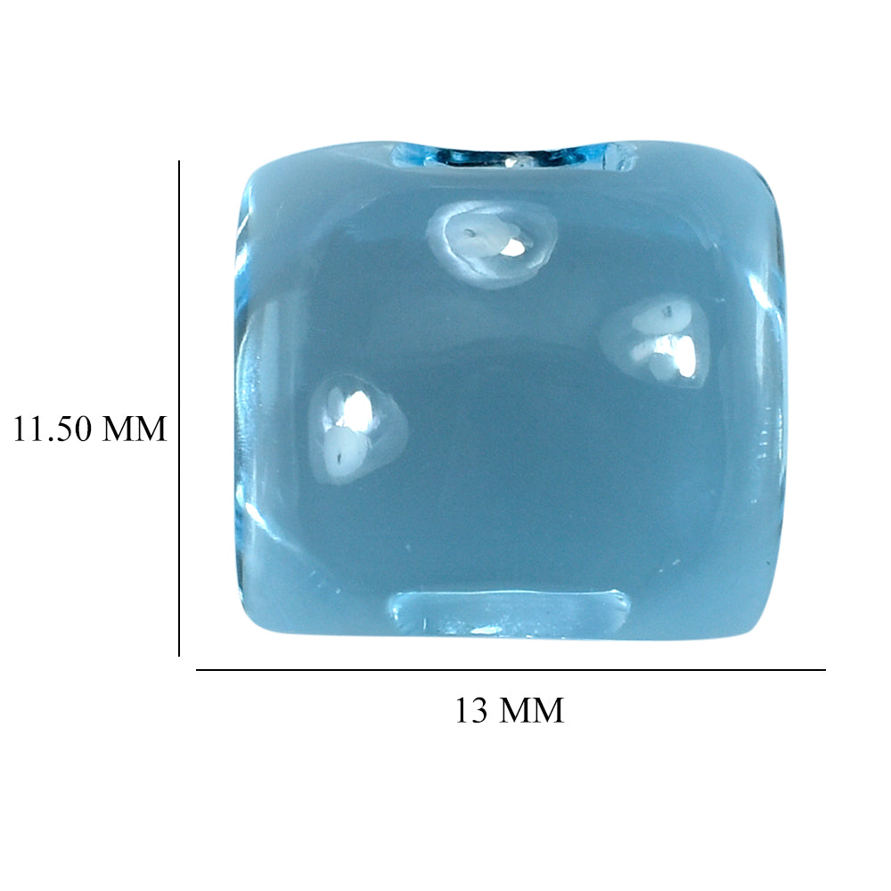 SKY BLUE TOPAZ CUSHION CAB FOR RING WITH SIDE CARVING 13X11.50MM 12.46 Cts.