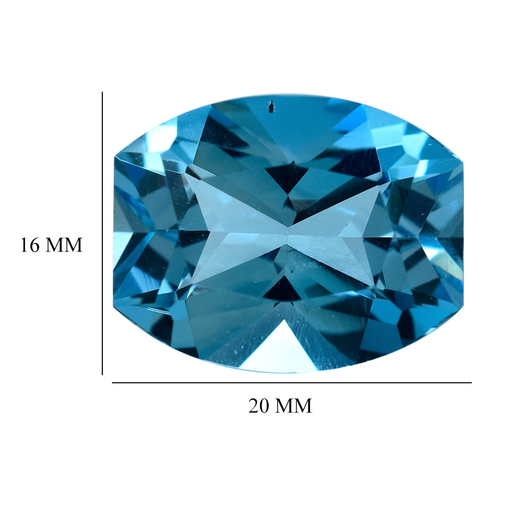SKY BLUE TOPAZ FANCY CUT CUSHION 20X16MM 24.77 Cts.