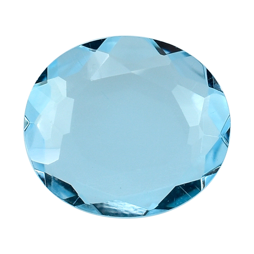 SKY BLUE TOPAZ BOTH SIDE TABLE CUT OVAL 7X6MM 0.91 Cts.