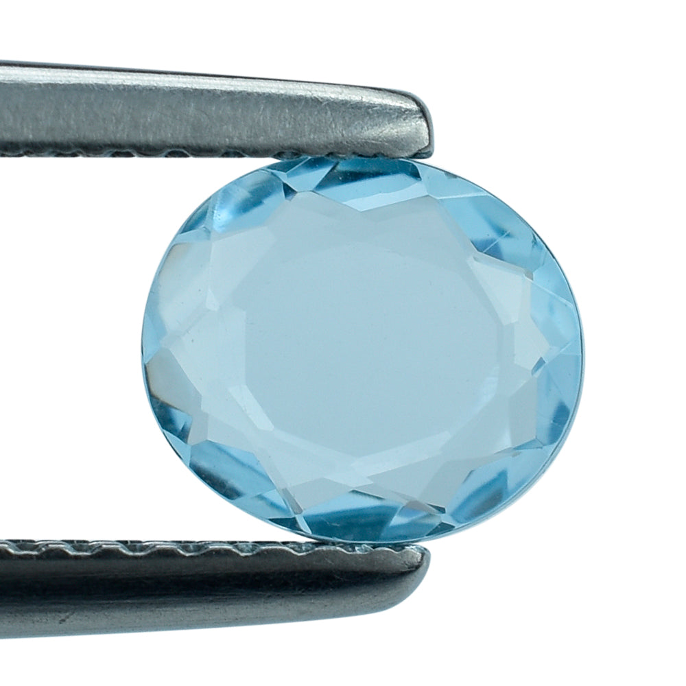SKY BLUE TOPAZ BOTH SIDE TABLE CUT OVAL 7X6MM 0.91 Cts.