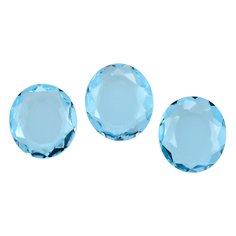 SKY BLUE TOPAZ BOTH SIDE TABLE CUT OVAL 7X6MM 0.91 Cts.