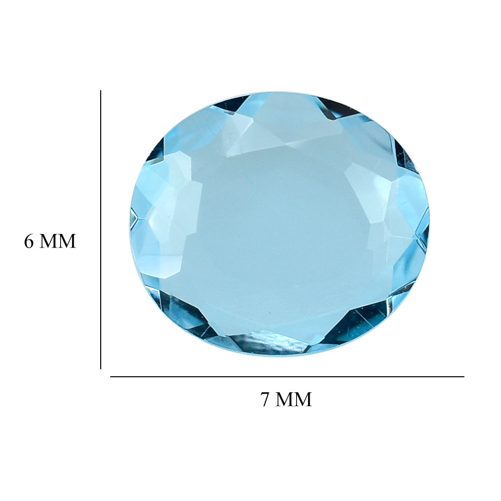 SKY BLUE TOPAZ BOTH SIDE TABLE CUT OVAL 7X6MM 0.91 Cts.