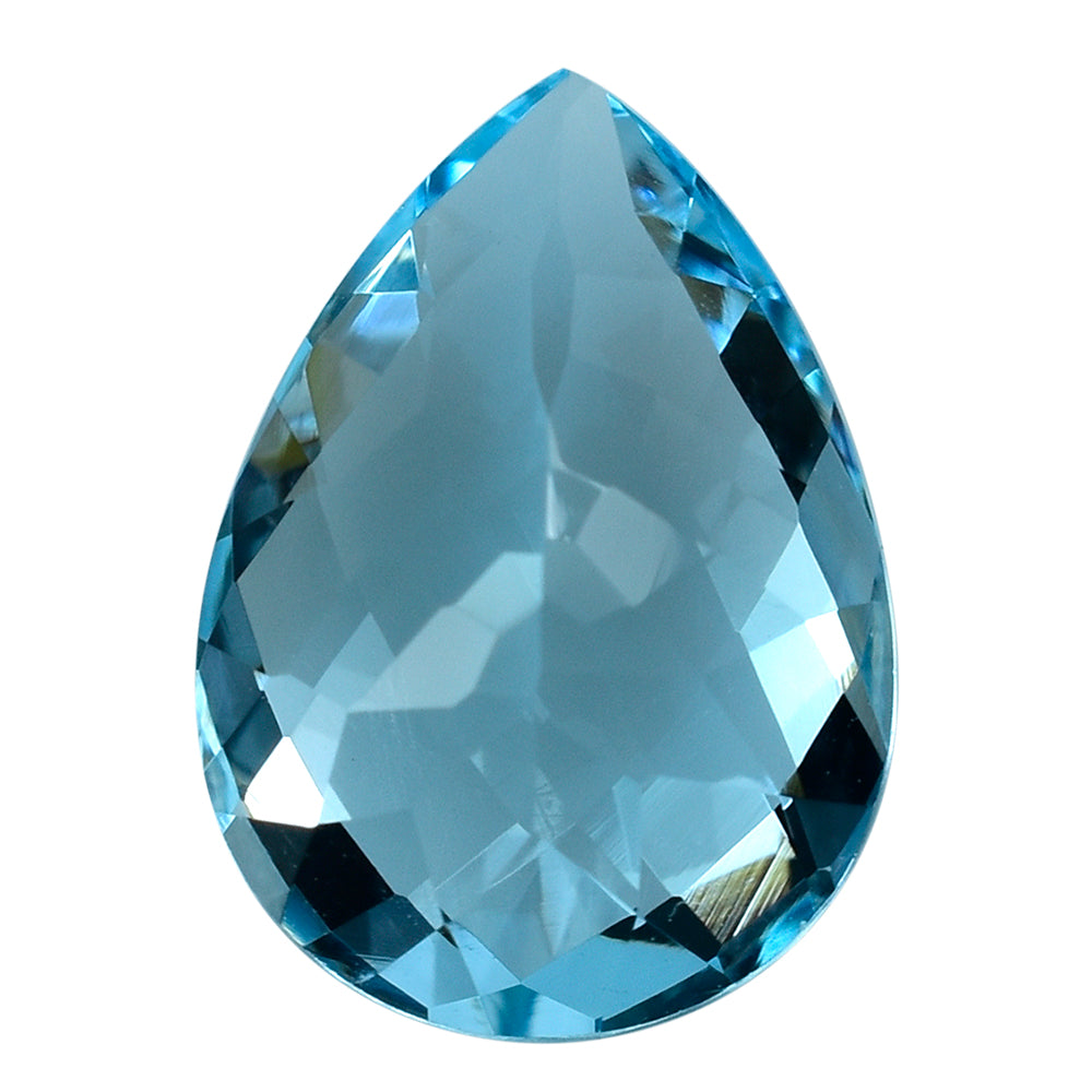 SKY BLUE TOPAZ CHECKER CUT PEAR 14X10MM 5.86 Cts.