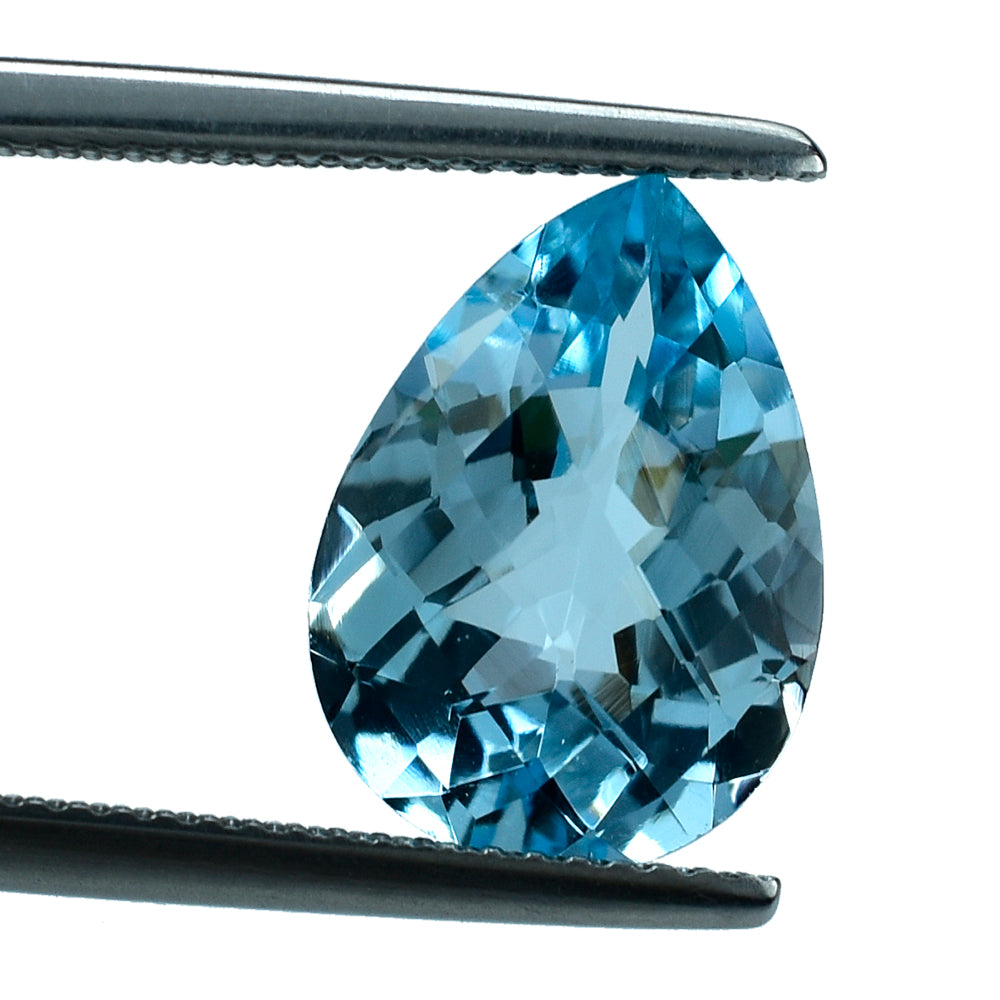 SKY BLUE TOPAZ CHECKER CUT PEAR 14X10MM 5.86 Cts.
