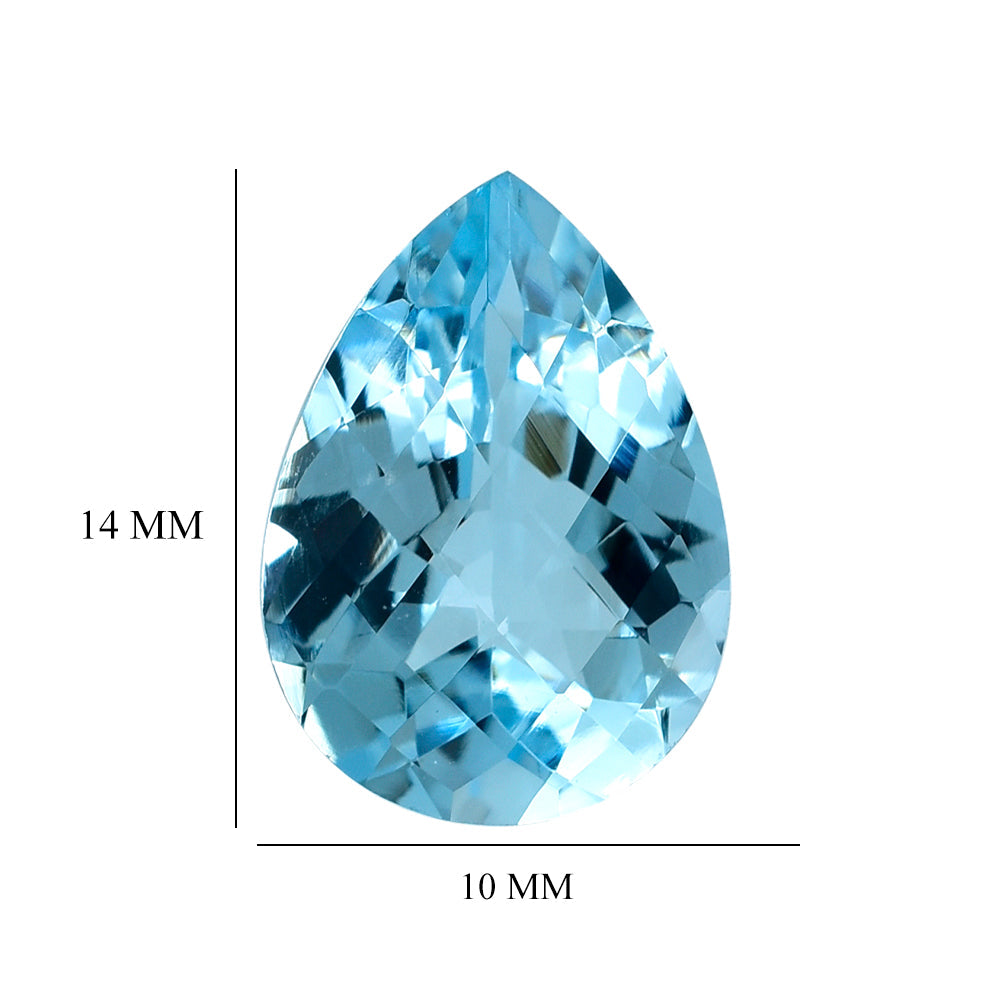 SKY BLUE TOPAZ CHECKER CUT PEAR 14X10MM 5.86 Cts.
