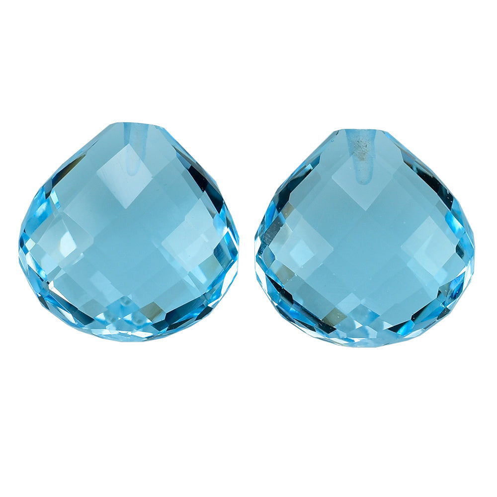 SKY BLUE TOPAZ BRIOLETTE HEART (HALF DRILL) 12MM 8.23 Cts.